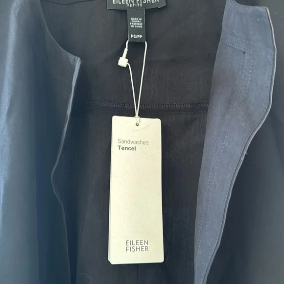 Eileen fisher Sandwashed Tencel Round Neck Jacket silk black NWT size small - Picture 6 of 16